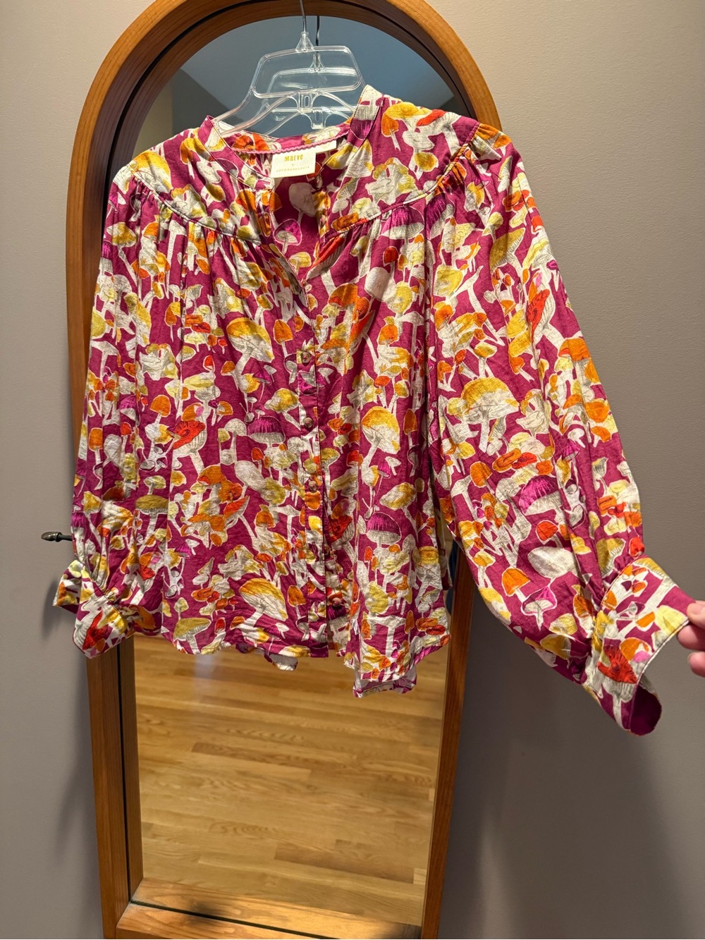 Maeve Mix-Color Mushroom Peasant Blouse - Women's Top